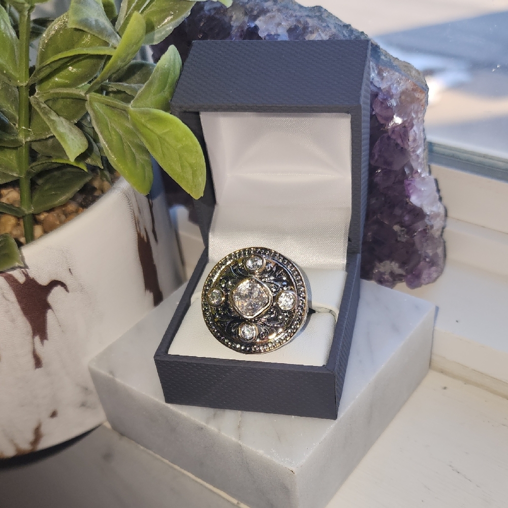 Premier Designs Silver and Black Statement Ring